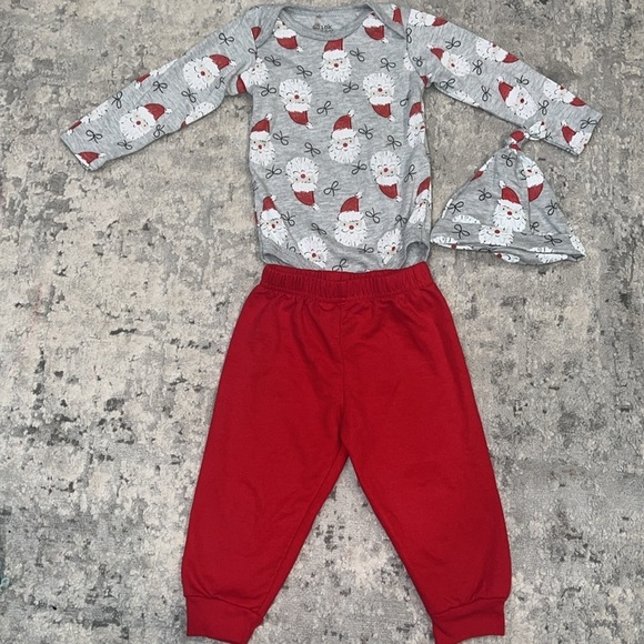 Baby Boys or Girls Santa Bodysuit & Joggers with Matching Hat, 3 Piece Set 18 Mo - Picture 2 of 2